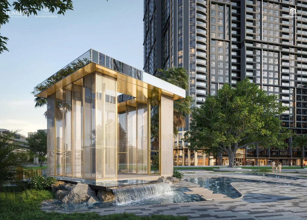 Cảnh quan Pavilion và hồ nước nội khu