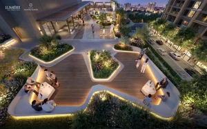 Sky Garden - khu ăn uống ngoài trời sang trọng tại Hà Nội Seasons Garden lung linh về đêm, không gian xanh trên cao với ánh đèn ấm áp và tiện ích 5 sao.