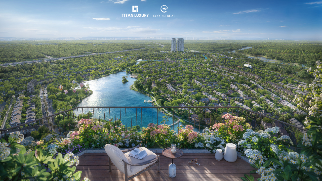 View Hồ Thiên Nga 12ha nhìn từ ban công căn hộ Forest Onsen tại Eco Retreat