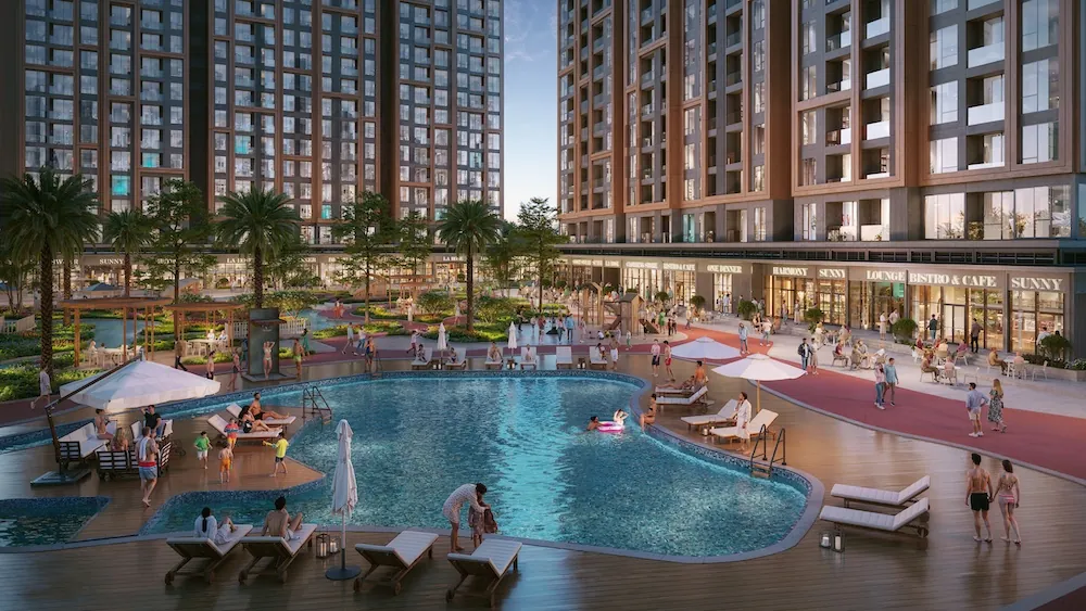 Bể bơi ngoài trời tại phân khu The Parkland, tổ hợp Imperia Ocean City nơi có tiện ích The CityOn